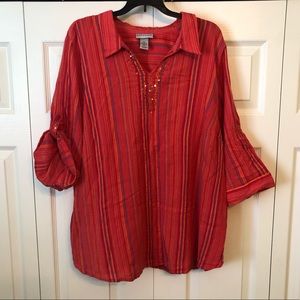 Women’s Plus Embellished Colorful Collar Blouse